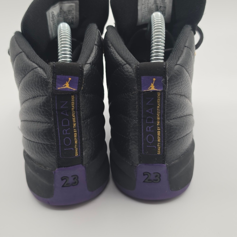Nike Air Jordan 12 Retro Kids Size 2Y Black Purple Good Leather High Casual - Picture 4 of 9